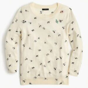J. Crew Tippi Embellished Bee Print Wool Sweater SMALL